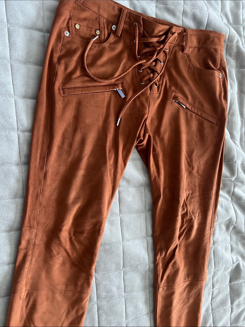 Boston Proper Suede-Look Rust Pants